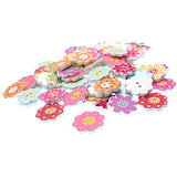 RayLineDo Pack of 100pcs 15MM Buttons Multi Color Sunflower Shaped 2 Holes Wood Buttons Package for