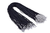 KONMAY Necklace Cord 50PCS 20'' Black Satin Silk Necklace Cord 2.0mm With 2'' Extension Chain