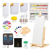 MODERA Premium Acrylic Art Paint Set | 55-Piece Professional Artist Painting Supplies Kit w/Wooden Easel, 24 Paints, 12 Brushes, 5 Knives, 2 Palettes, 6 Canvases & More | for Adults, Kids & Beginners