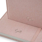 Jumping Fox Design Linen Fabric Premium A5 Hardcover Lined Notebook Journal, Medium 5.6 x 8.4 inches, 100gsm Quality Paper, Numbered Pages, Inner Pocket (Rose Tan Pink, Medium A5)