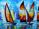 Tyed Art- 100% Hand-Painted 3D Canvas Abstract Oil Painting Sailing Landscape Art Contemporary Large Canvas Wall Art Sailing Painting Home Living Room Decoration Wall can be Directly Hung 24x48inch