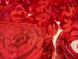 Mesh Backed Satin Petal Rosette Red 56 Inch Fabric By the Yard (F.E.)