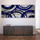 Statements2000 Abstract Geometric Extra Large Etched Metal Wall Art Painting Hanging Sculpture Panels 3D Art by Jon Allen, Blue/Black/Silver, 96" x 36" - Crossroads Blue XL