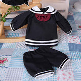 MEESock BJD Clothes Pants Two-Piece Outfits Dark Blue Navy College Style Uniform, for 1/3 1/4 1/6 SD Dolls Dress Up,1/4