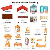 DIY Dollhouse Kit, 21.7" x 20.3" Dream House, Miniature Dollhouse with Furniture, Tiny House Kit Plus Dolls Accessories, LED Lights, Creative, Imagine, DIY Doll Cottage for Girls and Toddlers Gift