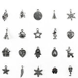 TKOnline 200Pcs Wholesale Bulk Smooth Tibetan Silver Pewter Charms Mixed Pendants DIY for