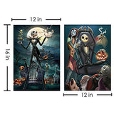2 Sets 5D Full Drill Diamond Painting Kits Halloween Decor Gift Skull Ghost Pumpkin Rhinestone Painting Embroidery for Art Craft and Home Decoration