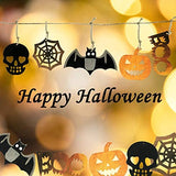 Sunsunstar 25PCS Halloween Unfinished Wooden Cutouts Banner Favor Tags Gift Tags Treats Tags for DIY Kids Cards Crafts Decorations with Bats, Skulls,Spider Web, Funny Pumpkins，Boo.