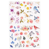 Knaid Watercolor Birds and Flowers Stickers Set - Decorative Sticker for Scrapbooking, Kid DIY Arts Crafts, Album, Bullet Journaling, Junk Journal, Planners, Calendars and Notebook