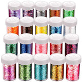 20 Boxes Chunky Glitters Sequins, Teenitor Holographic Cosmetic Festival Iridescent Flakes Paillettefor Body Face Hair Make Up Nail Art Mixed Color Glitter, 20 Colors,17g Each Bottle