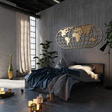 Tubibu Modern Wall Art, 100% Metal - Metalic WORLD MAP GLOBE , Size (23.6" x 47.2") - Wall Hanging for Living Room, Bedroom, Dorm (Gold)