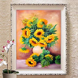 LeePakQ DIY 5D Diamond Painting Kits for Adults Full Drill Sunflower Diamond Painting Rhinestone Embroidery Pictures Cross Stitch Arts Crafts for Home Wall Decor,12×16 inches