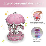Music Box Carousel Color Change LED Luminous,YT3 STUDIO Carousel Music Box Toy Gift for Kids,Home Decorative Showpiece Ornament,Best Gift Birthday/Valentine's Day/Wedding Day