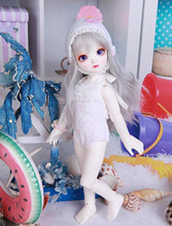 N-R BJD Doll SD Doll 1/6 Points 26cm Girl Simulation Joint Toy Doll Handmade Full Set of Clothes Shoes Wig Makeup Eyes White Skin - Set Meal G(Full Set)