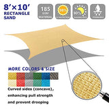 Shade&Beyond 8' x 10' Sun Sail Shade Canopy Rectangle Sand 185GSM Shade Sail for Patio Deck Yard Backyard Outdoor Facility and Activities