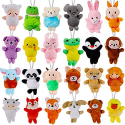 Juegoal 24 Pack Mini Animal Plush Toy Set, Cute Small Stuffed Animal Keychain Set, Goodie Bag Fillers, Carnival Prizes for Kids, Assortment Kids Christmas Valentine Gift Easter Egg Filter Party Favors