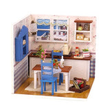 eveseed DIY Miniature Dollhouse Kit with Furniture Creative Dining Room Mini Wooden Doll House Accessories Plus Dust Proof for Kids Teens Adults