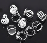 Rockin Beads Silver Plated 16.7mm Bezel Cup Ring Settings Adjustable Us 6.75/Larger