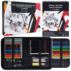 TAVOLOZZA 77 Pack Sketching Kit Art Sketch Supplies Include, Colored, Graphite, Charcoal, Watercolor & Metallic Pencil with Carrying Case for Artists Adults Teens Beginner