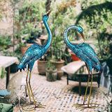 Kircust Garden Sculpture & Statues, Blue Heron Lawn Ornaments Standing Metal Crane Yard Art Large Size Bird Decoy for Outdoor Lawn Backyard Porch Patio Decoration, Set of 2