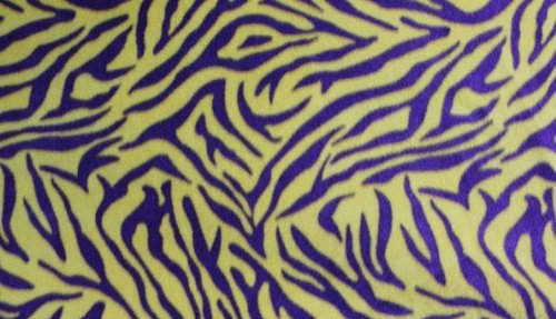 Fleece Printed Animal Print Purple Yellow Zebra 58 Inch Wide Fabric By the Yard (F.E.®)