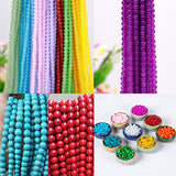AIFNIY 570PCS Glass Beads for Jewelry Making 8mm Turquoise 24 Colors Crystal Beads Bracelet Making Kit Loose Round Gemstone Stone Spacer Chakra Energy Healing Beads Bulk DIY Crafts (Kit A)