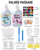 Incly 1 Gallon Crystal Clear Epoxy Resin Kit, Coating and Casting Resin Supplies for Art Craft Tabletop, Jewelry Making, Molds, Bar Top with 24 Mica Powder, Gold Flakes, Silicone Measuring Cups Sticks