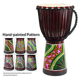 African Drum, Hand-Painted Bongo Congo Djembe Drum 9.5'' x 20'' Mahogany Goatskin Drumhead for Children Starter Beginners