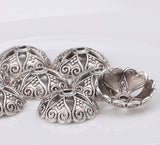 Cotowin Beautiful 15mm Silver Metal Flower Bead Caps for Jewelry Craft Making [Pack of 50]