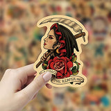Vintage Stickers| 100 PCS |Retro Stickers Packs for Adults,Pin up Stickers SailorJerry Stickers and Decals,Pinup Girl Stickers,Vinyl Waterproof Stickers for Laptop,Bumper,Skateboard,Water Bottles,Computer(A)