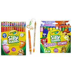 Crayola Silly Scents Twistables, Scented Crayons & Pencils, 72 Count & Silly Scents Sweet & Stinky Scented Markers, 20Count, Washable Markers, Gift for Kids, Age 3, 4, 5, 6