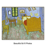 4pcs Vincent Van Gogh Art Reproduction. Gogh Self Portrait and the Bedroom at Arles Classic .Hand Painted Oil Painting on Canvas Wall Art for Living Room Decor Bedroom and Office Artwork( 8''x10'' inch)