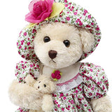 Oitscute Teddy Bears Baby Cute Soft Plush Stuffed Animal Toy for Girl Women 16" (White Bear Wearing red Floral Dress)