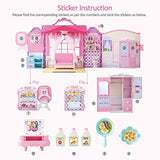 SUPER JOY Doll House Folding Dollhouse with 70+ Furniture Accessories, Portable Doll's House Playset with Carrying Handle Pretend Toy House Dream Gift for Girls
