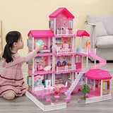 Dollhouse with Dollhouse Furniture and Dolls Dream Doll House for Little Girls 5 Year Olds 1:12 Scale for Kids Pretend Play Doll House Toy Playset Perfect Toddler Girls and Kids' Toy with Accessories