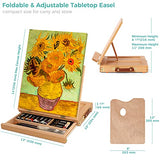 VISWIN Table Top Easel with Palette, Adjustable Tabletop Easel with Storage Drawer, Solid Beech Wood Tabletop Easel Sketch Box for Small Space, Accommodates Canvases, Panels, and Books Up to 11x14”