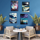 4 Pack Diamond Art Kits 5D Painting by Number Kits for Adults Beginners, DIY Full Drill Round Diamond Painting Kit Moon Scenery Cross Stitch Kit for Home Office Wall Decor Holiday Gift（12 X 16 Inch）