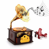 Fding Classical Trumpet Horn Turntable Gramophone Art Disc Music Box & Make up Case &Jewelry Box