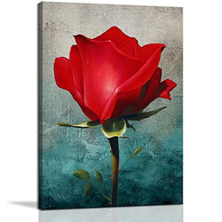 Wall Art for Living Room Kitchen Decor Abstract Wall Art Framed Red Rose Flower Canvas Art Modern Wall Art Print Floral Picture Blue Wall Art for Girls Woman Room Wall Decorational 16x20inch