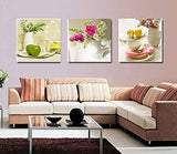 Kitchen Canvas Art Fruits Flowers Canvas Prints Wall Art Decor Framed Ready to Hang - 3 Panels Modern Artwork Painting Contemporary Pictures for Dining Home Decoration