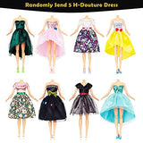 45 Pack Doll Dress and Accessories Include 5 Unique H-Douture Dress,5 Fashion Dress 5 Sets Swimsuit Bikini 5 Fashion Bags 9 Crown Necklace Bracelet Camera 6 Hanger and 10 Shoes