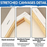 FIXSMITH 21 Pack Stretched Canvases, Multi Pack - 4x4", 5x7", 8x10", 9x12", 11x14", Round Canvas 12x12", 8x8" (3 of Each), 100% Cotton, Primed Canvases for Acrylic, Oil, Wet or Dry Art Media