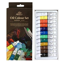 PHOENIX Oil Color Paint Set of 12 Tubes x 12 ml - Non-Toxic Paints for Kids, Students, Beginners & Artists