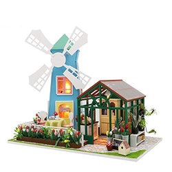Danni Doll House Furniture DIY Miniature Wooden Miniaturas Dollhouse Toys for Children Birthday Gift Windmill Flower House