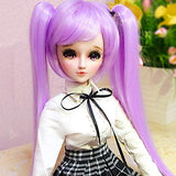 Prettyia 1/3 BJD Doll Purple Straight Wig Ponytail DIY Accessory for 60cm Night Lolita Doll