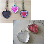 30 PCS 25mm Silver Heart Pendant Trays with Glass Setting,Pendant Blank Base,Silver Pendant