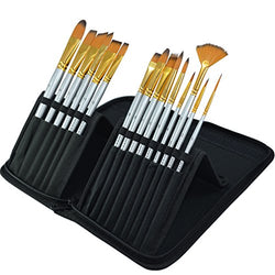 Paint Brushes - 15 Pc Art Brush Set for Watercolor, Acrylic, Oil & Face Painting | Short Handle
