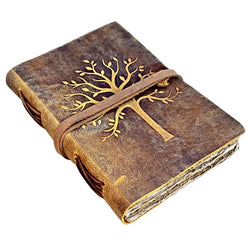 Vintage Leather Journal Tree of Life - Leather Bound Journals - Old Deckle Edge Paper Sketchbook or Watercolor Journal for Women Men - Book of Shadows Grimoire (A4) by Modest Goods