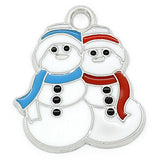 Housweety 10 PCs Charm Pendants Enamel Christmas Snowman Silver Tone 24mmx21mm(1"x7/8")