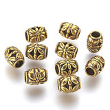 Kissitty 20pcs Tibetan Antique Golden Barrel Spacer Beads 8.5mm 0.33 inch Metal Tube Loose Beads for Bracelet Necklace Jewelry Making Cadmium Free & Nickel Free & Lead Free